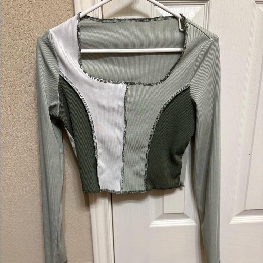 Stylish Green and White Women's Top